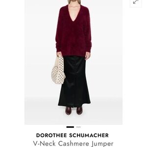 Dorothee Schumacher Deep Red V-Neck Cashmere Sweater